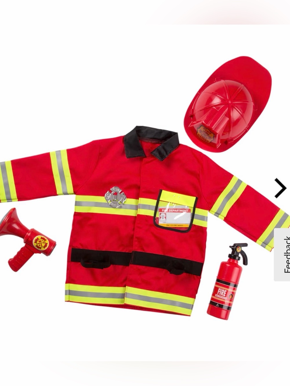 Melissa & Doug Unisex Fire Chief Role Play Costume Set, Sizes 3-6 yrs
